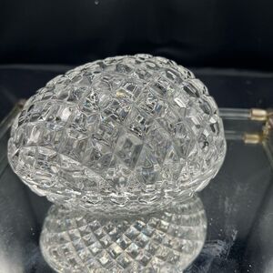 Large Vintage Diamond Cut Crystal Glass Egg Candy/ Trinket Dish- Jeanette Curios